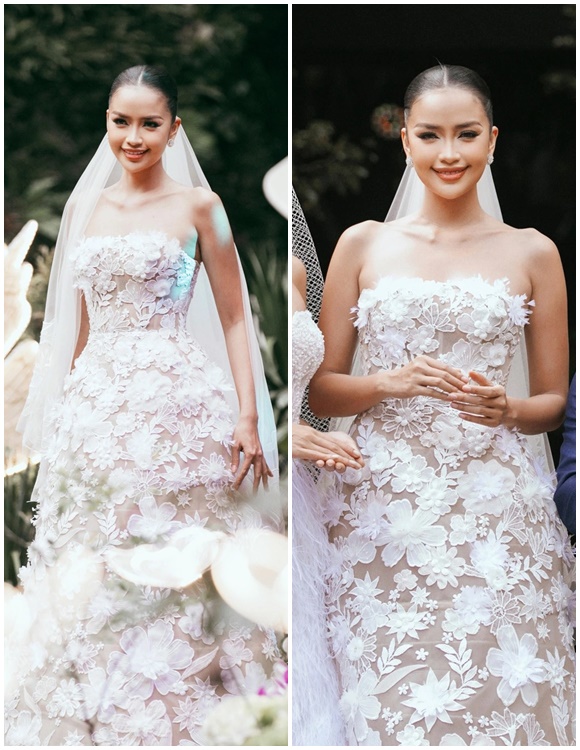 Ngọc Châu diện váy cưới 8 người thực hiện trong 3 tuần của Lê Thanh Hòa